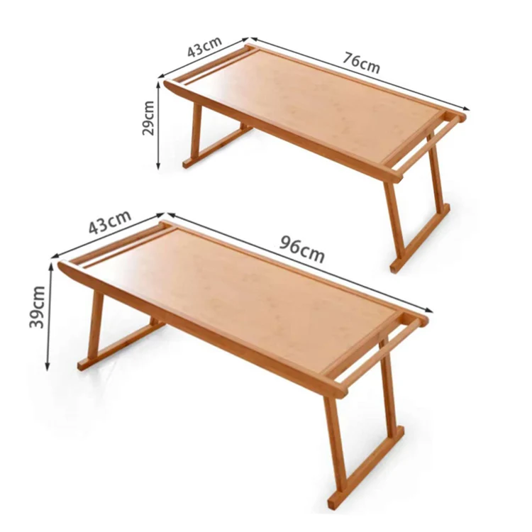 
Breakfast Foldable Bed Desk Table Tray Bamboo With Folding Legs Handle 