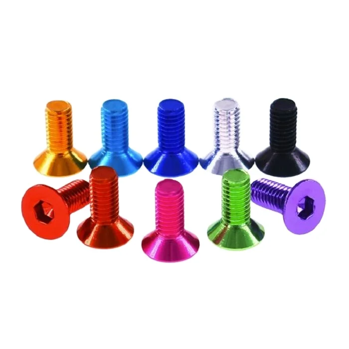 m2 m2.5 m3 m4 m5 m6 din7991 aluminum with color anodized hex countersunk flat screw
