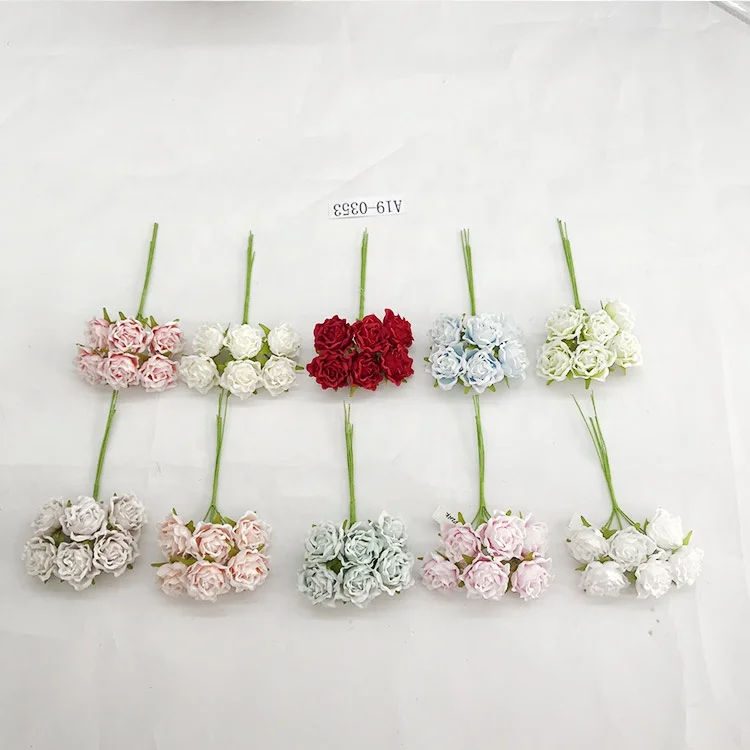 New 6pcs bundle mini artificial rose flower bouquet wedding decoration