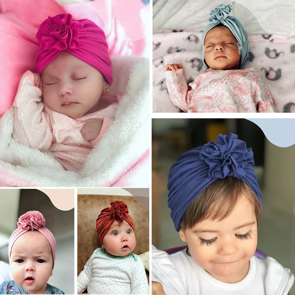 18 Colors Newborn Baby Turban Soft Cute Cotton Solid Baby Hair Turban Infant Beanie Baby Newborn Hat With Knot