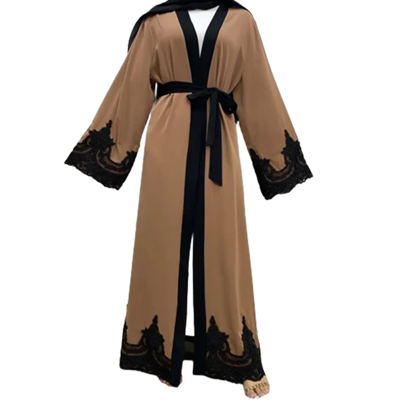Factory new modest Kimono abaya in dubai  beautiful islamic abaya burqa kimono open Puff Sleeve Embroidered Abaya  dresses-