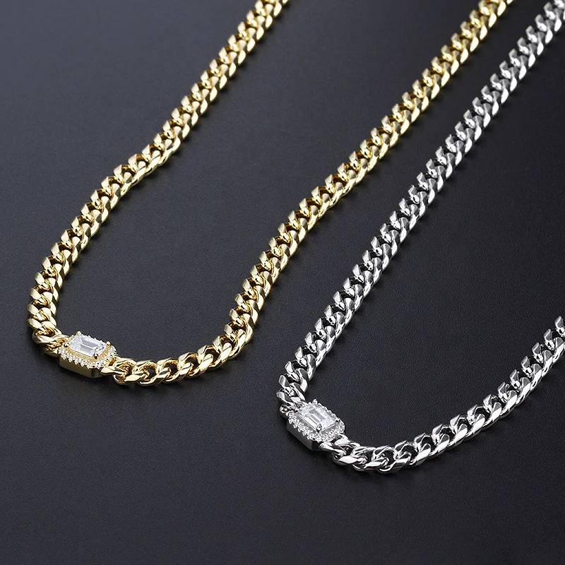 2022 new 925 gold 6mm argent pur italian iced out bling hip hop jewelry diamond moissonite cuban link chain 925 sterling silver
