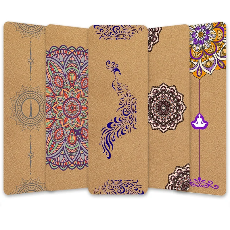 Organic Gym TPE Mat Eco Friendly Laser Logo Custom Color Print Natural Rubber Cork Yoga Mat