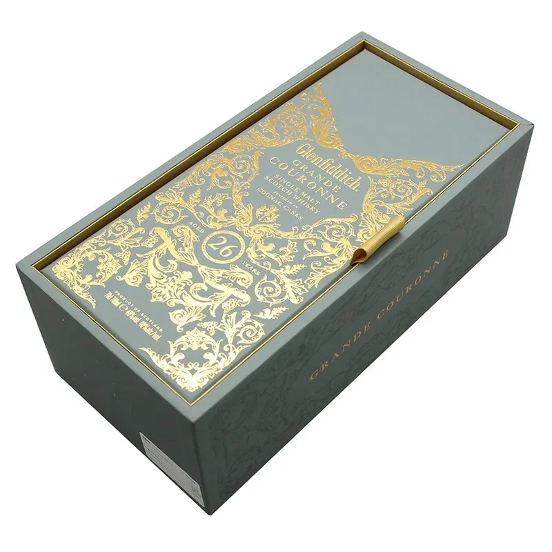 New Design Embroidered Bling Bling Inside Refillable Whiskey Cardboard Gift Packaging Shipping Wine Box