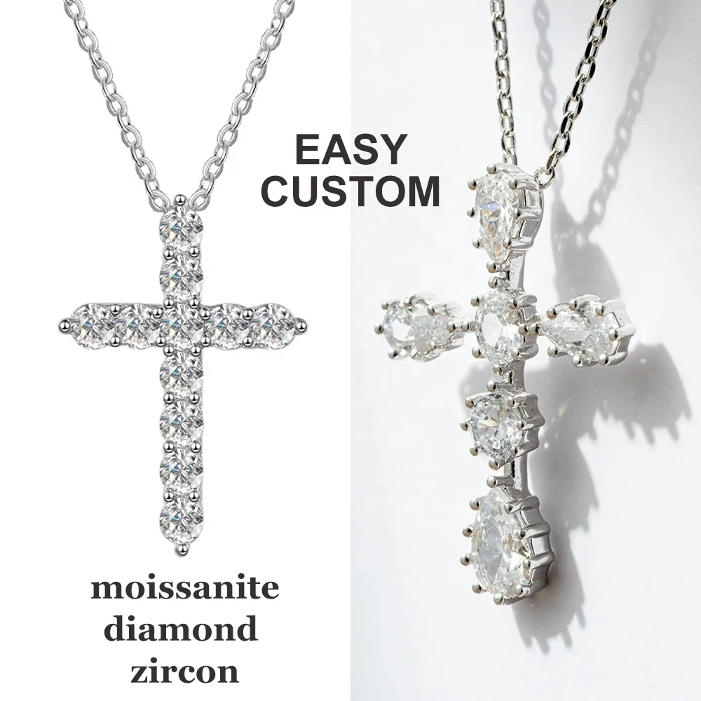 Mylove изготовленный на заказ производитель ювелирных изделий Крест Кулон Циркон Муассанит серебро из нержавеющей стали золотой крест ожерелье оптом OEM ODM