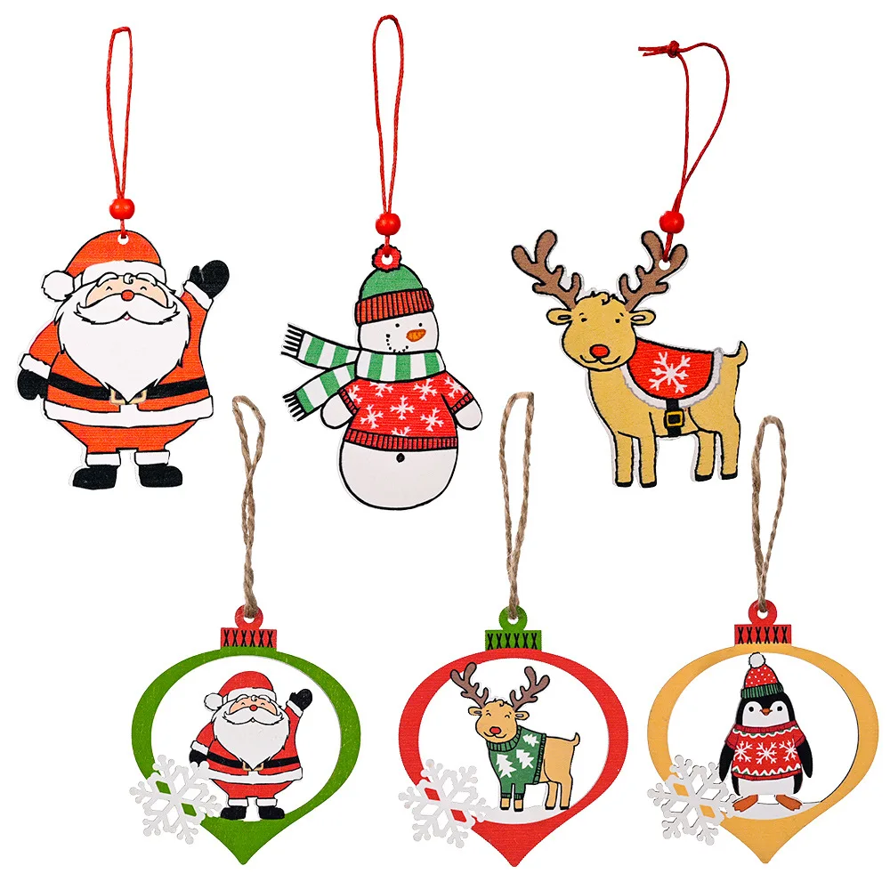 Wholesale Custom Christmas Decoration Supplies Luxury Metal Resin Wooden Sublimation Christmas Tree Hanging Ornament Set
