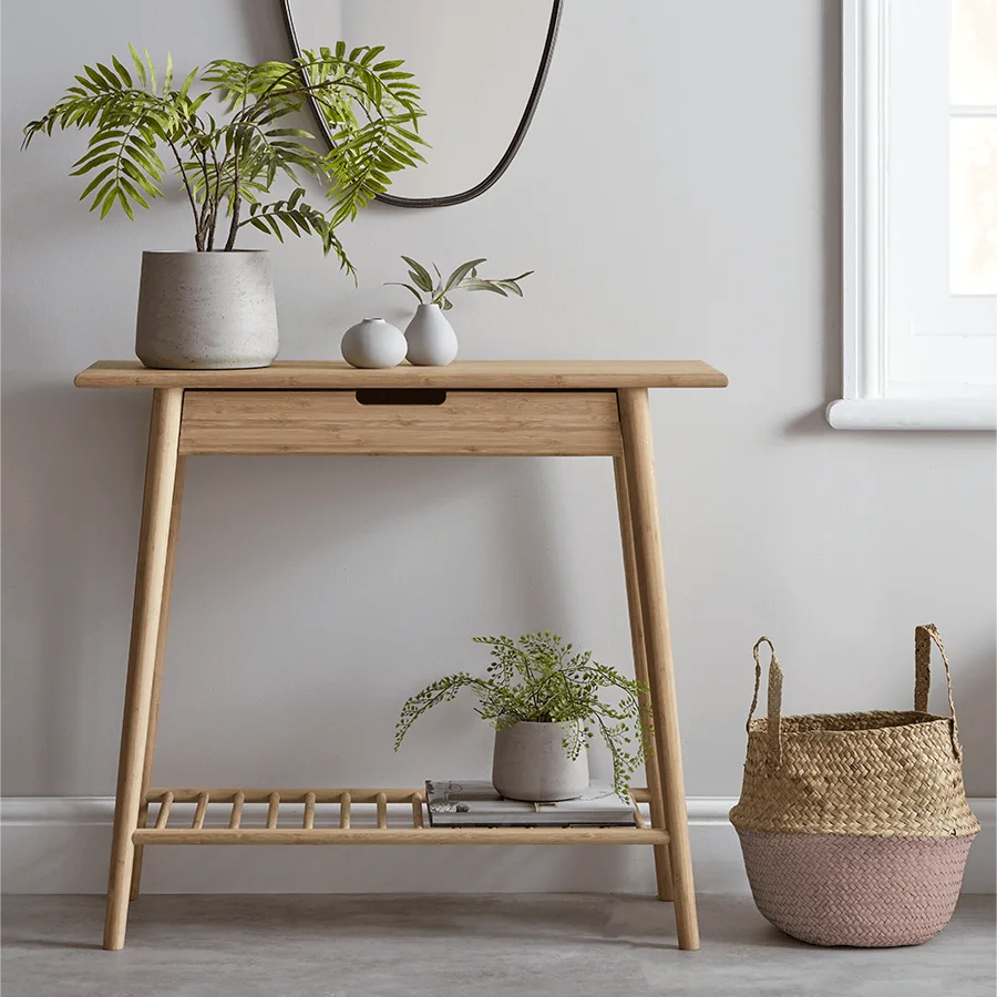 TV Console Table Phoenix Home Side Table Simple Log Color TV Console Table With Drawer for Living Room