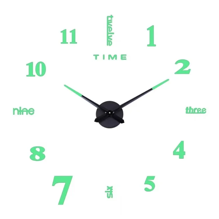 Luminous DIY  personality home perforation-free decorative wall clock acrylic clock simple digital