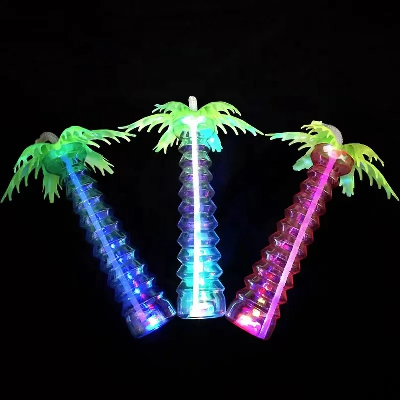 Disposable Clear Cute Plastic Palm Tree Cup with Straw