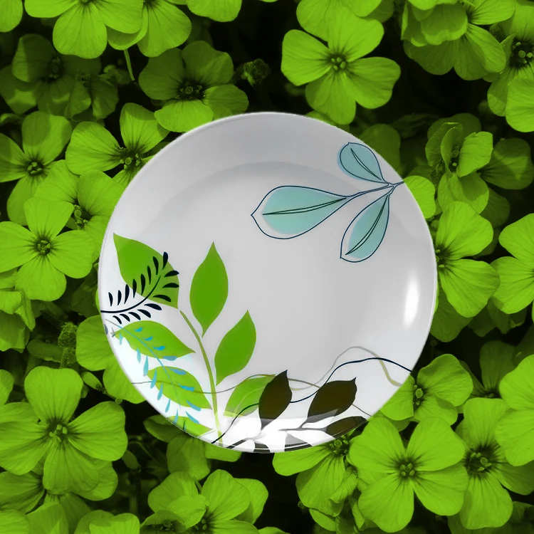 Pottery Barn Banana Leaf Design Melamine Dinner Plate