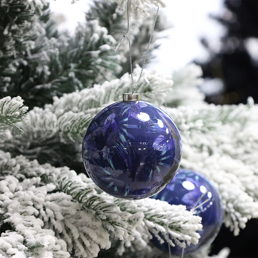 Custom Pattern Logo Shatterproof Bauble Decoupage Christmas Balls Blue Ornaments Bolas De Navidad For Xmas Tree Decorations