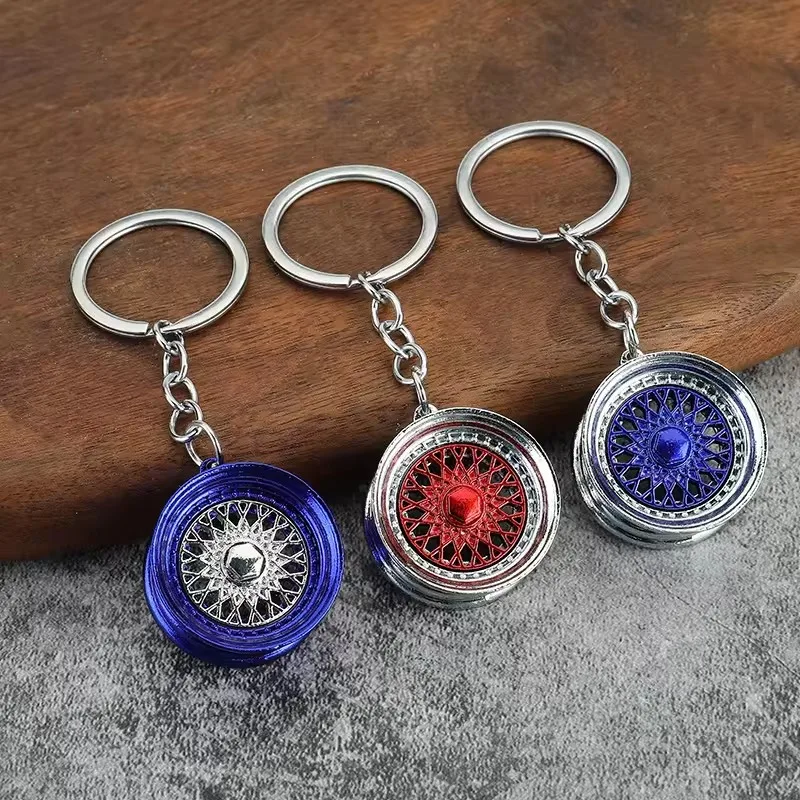 Wholesale Metal Car Keychain Hub Auto Logos Key Chain Auto Repair Parts Car Mini Tire Wheel Key Chain 3D Metal Keychain