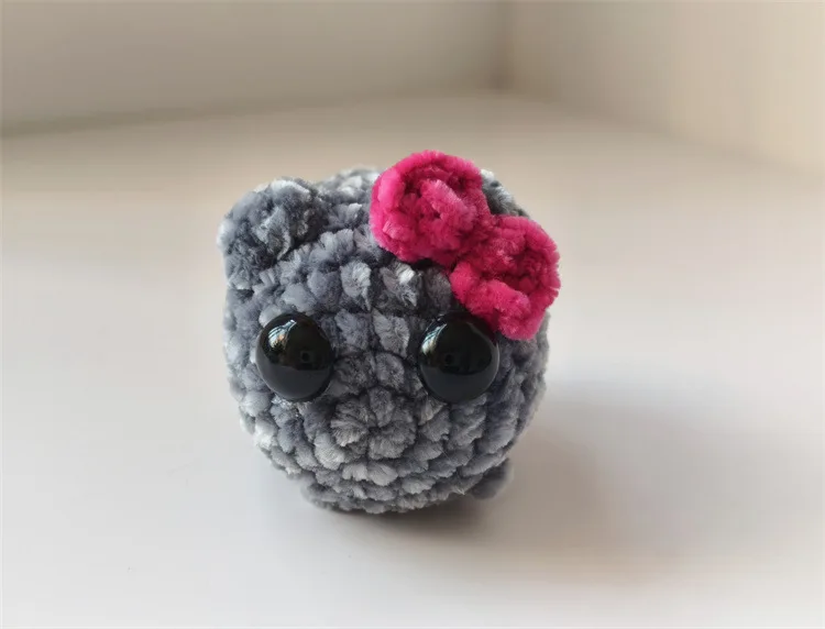 With Music Sad Hamster Bow Crochet With sound Knitted Schoolbag shoulderbag Pendant keychain Handmade plush toy