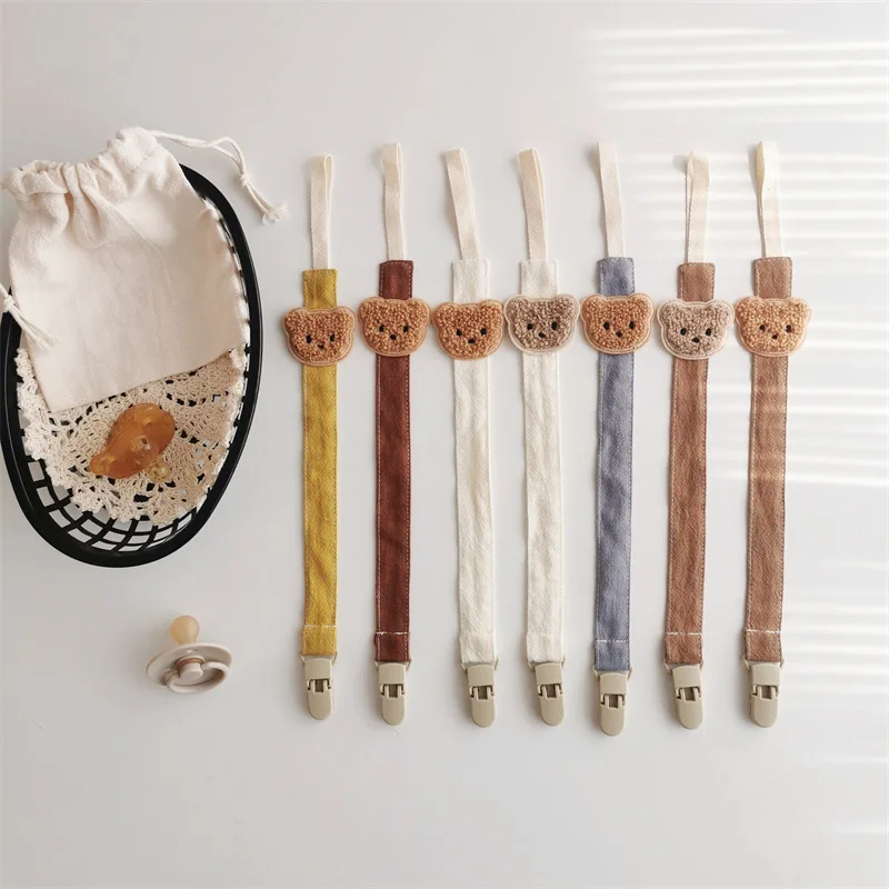Hotsale Cute Bear Baby Pacifier Clip Chain Dummy Holder Soother Pacifier Clips Strap Nipple Holder Infant Feeding Babies