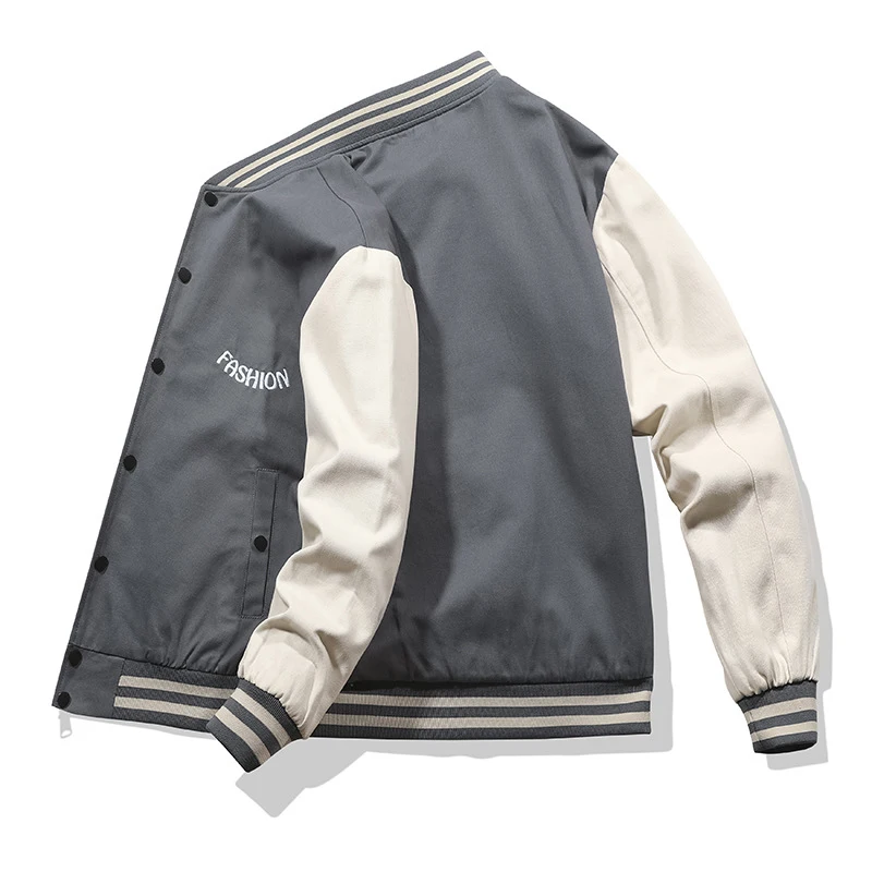 New Fashion Custom Logo Letter Flocking Embroidered Baseball Uniform Coat Mens Retro Loose Stitching Varsity Jacket