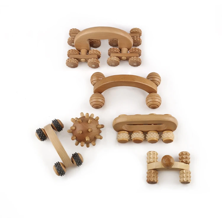 
Custom innovation roller personal scalp neck shoulder hand body face eye handheld handle wooden tools massager for body 