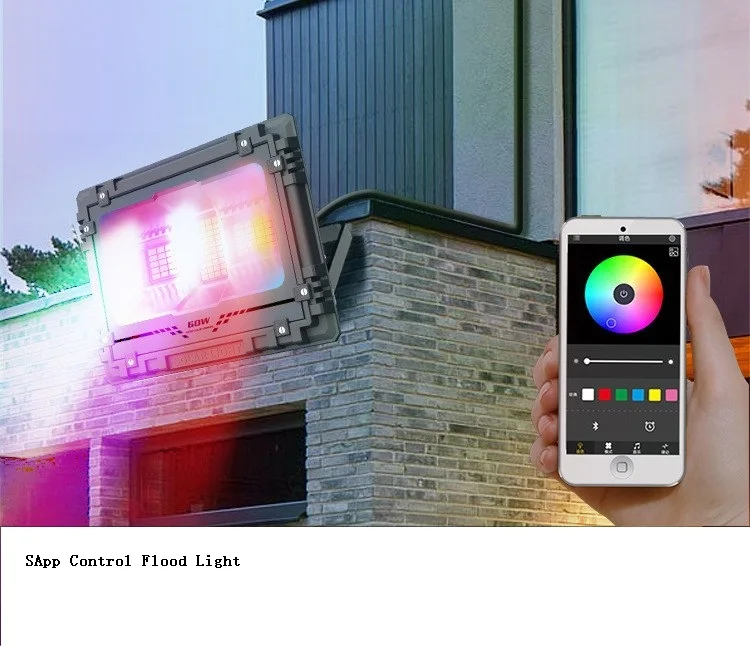 APP CTRL 60W 100W 200W 300W 500W 800W Dream Color LED Solar IP67 Waterproof Flood Light for Park Plaza Garden Yard Landscape