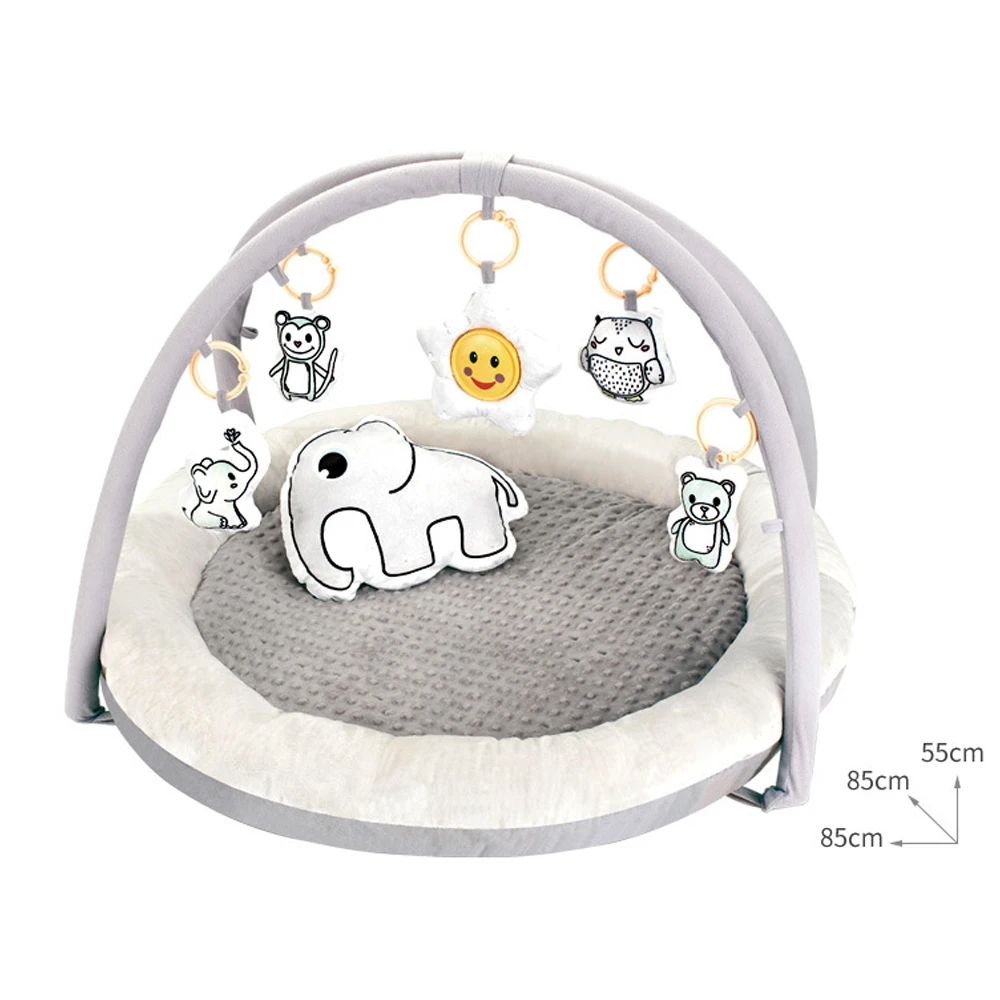 Full certificate baby play gym mat 0-18 months baby animal round crawling blanket with music