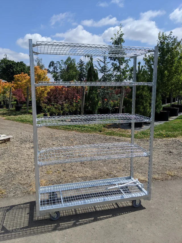 Multiple Shelf Steel Mesh Nursery Flower Greenhouse Trolley Garden Container Greenhouse Trolley Customizable