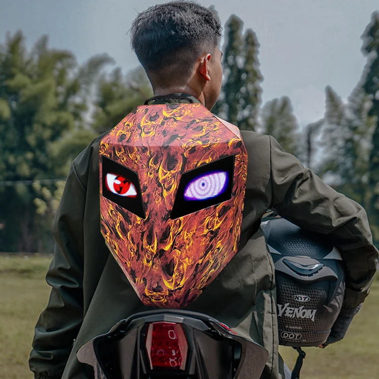 Hard Shell Travel Case LED Motorbike Knight Helmet Backpack  Waterproof Backpack Led Eyes Bag