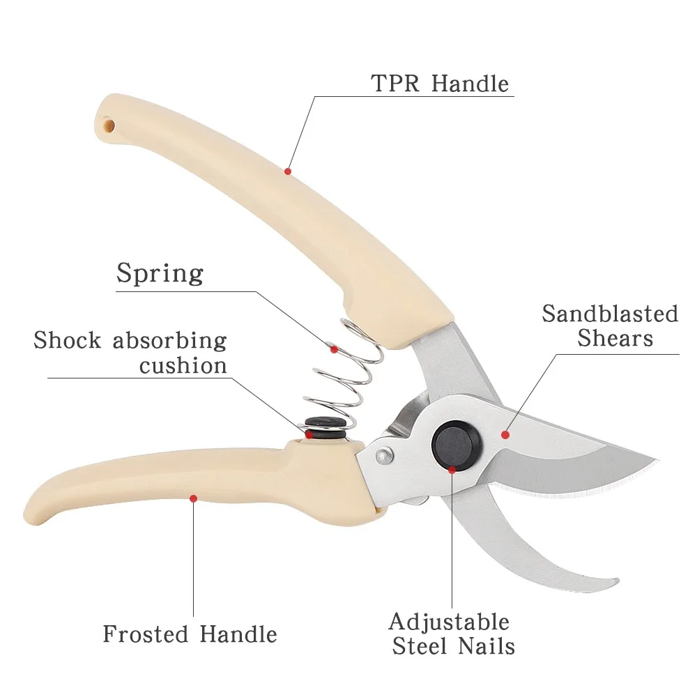 Premium  Garden Scissors Frosted Handle Titanium plated  Flower Cutting Pruning Shears Plant Shears Powerful Trimmer