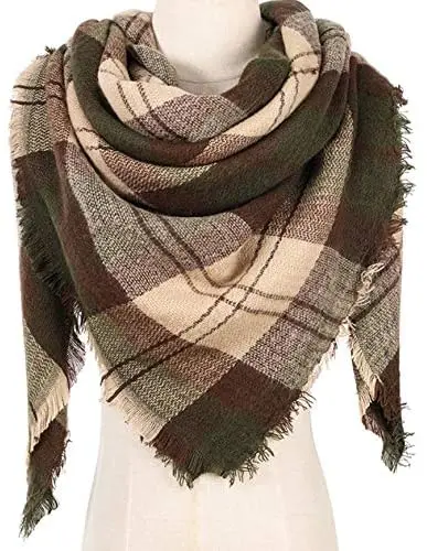 Китайский завод, Прямая поставка, дешевый теплый мягкий элегантный осенне-зимний теплый клетчатый шарф большого размера из акриловой смеси