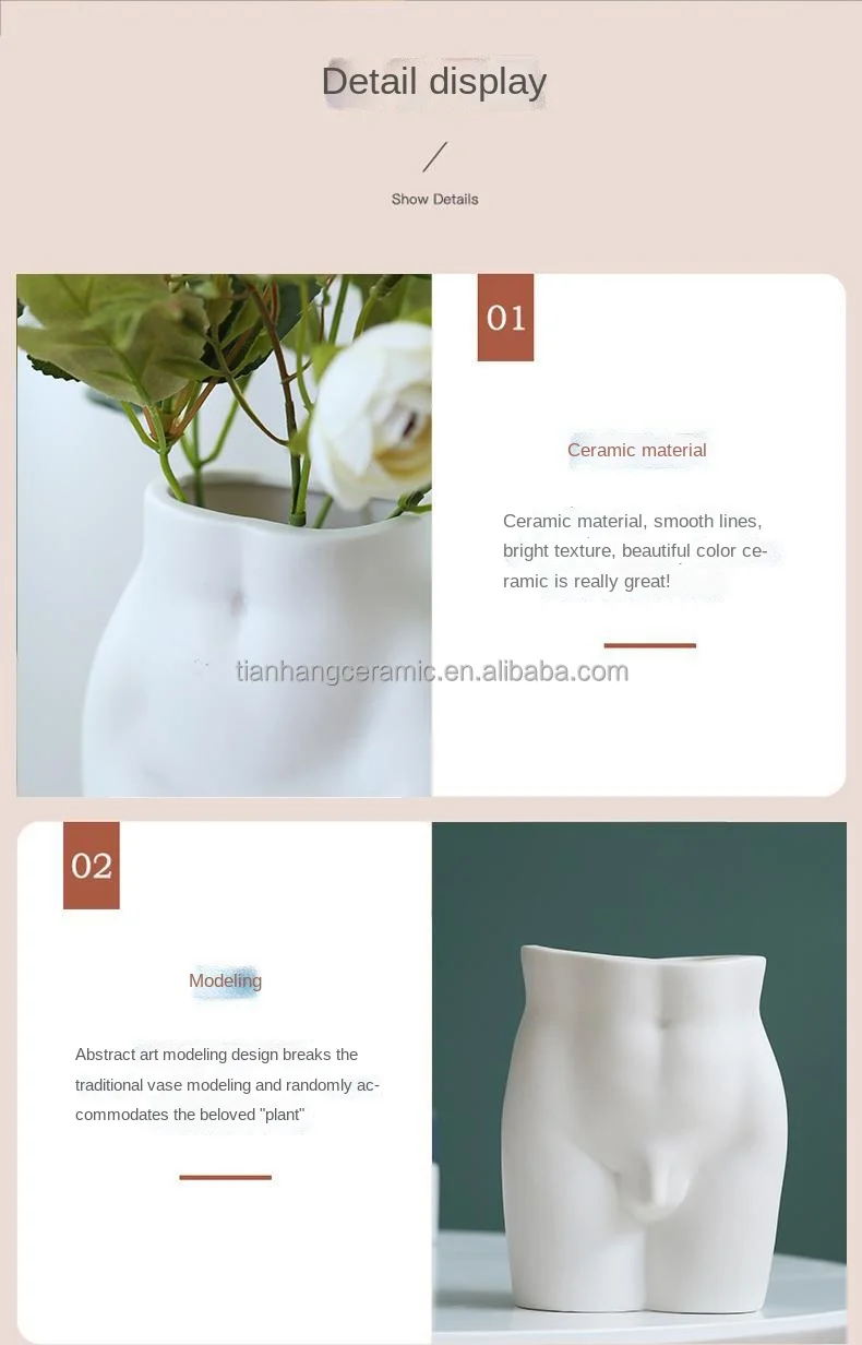 Nordic Minimalist White Matte Handmade body ceramic vase for home decor porcelain flower vase living room Table ornaments gift.jpg