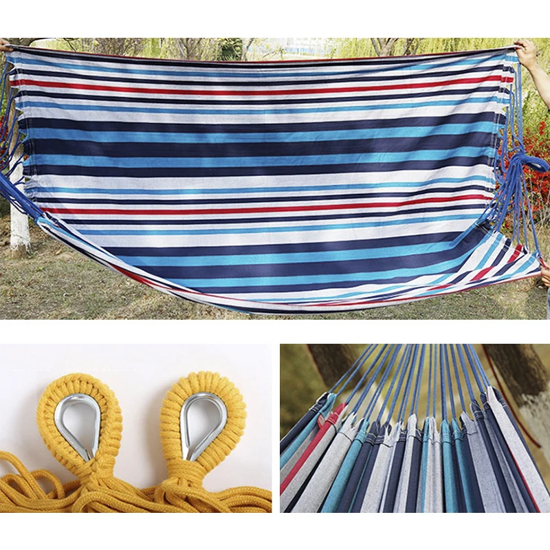 Outdoor Camping Portable Foldable Double Hammock With Stand Traveling beach hammock Portable assembly of canvas hammock