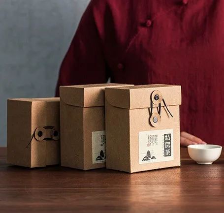 Customize tea packaging box retro simple small kraft paper box small orange paper box