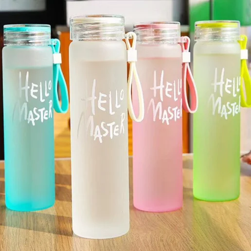 
Wholesale Frosted Hydrogen Water Bottle Glass Drinking Reusable Leak Proof Glass Water Bottle With Non-Slip/ 