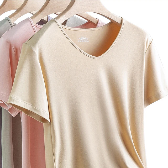 blank heavy weight V-neck ladies bamboo t shirt