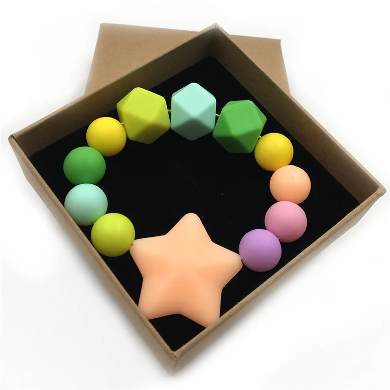 Wholesale Safe Infant Food Grade Silicone Beads Molars Bracelet Baby Teething Pacifier Teether Bracelet factory sell