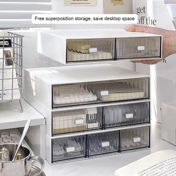 New Design Multipurpose Plastic Acrylic Multilayer Storage Box Home Office Desktop Drawer Type Multi Storage Box