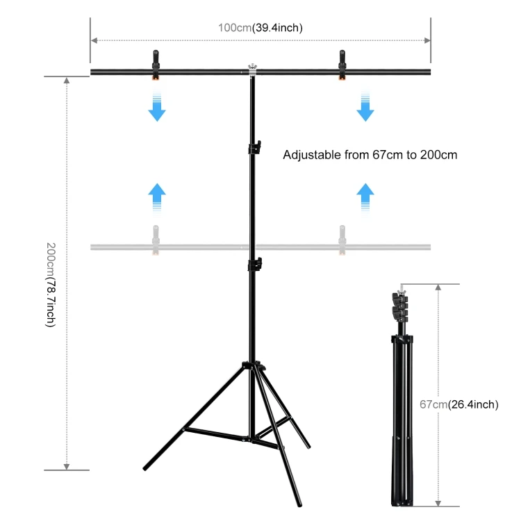 PULUZ 1x2 м Т-образный фон для фотостудии фотосъемки стойка поддержки набор кронштейнов поперечной кромки с зажимами