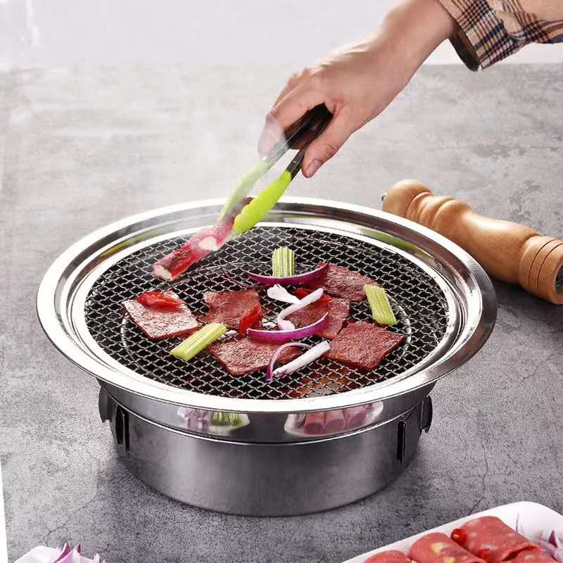 New Stainless Steel Camping Portable Outdoor Home Korean Charcoal BBQ Grill