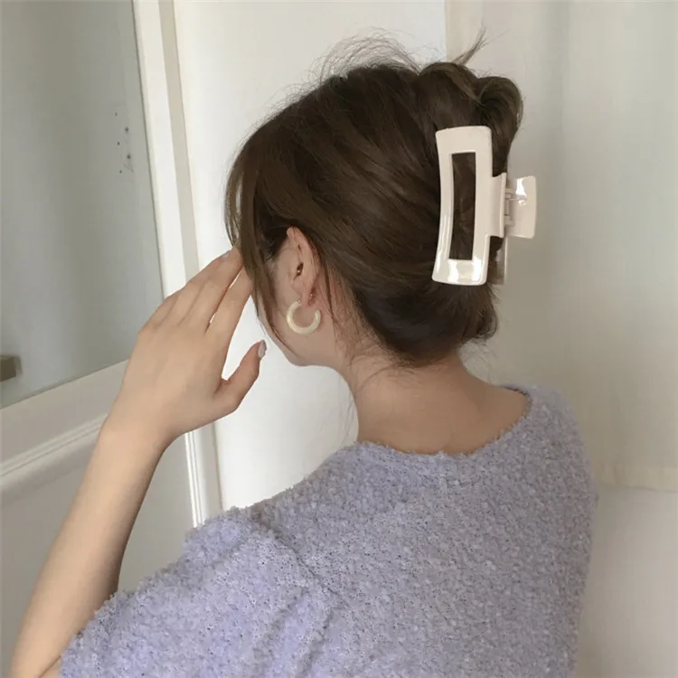 
SP INS Style 10.5CM Hair Clamps Hollow Rectangle Acrylic Matte Hair Claw Clip 