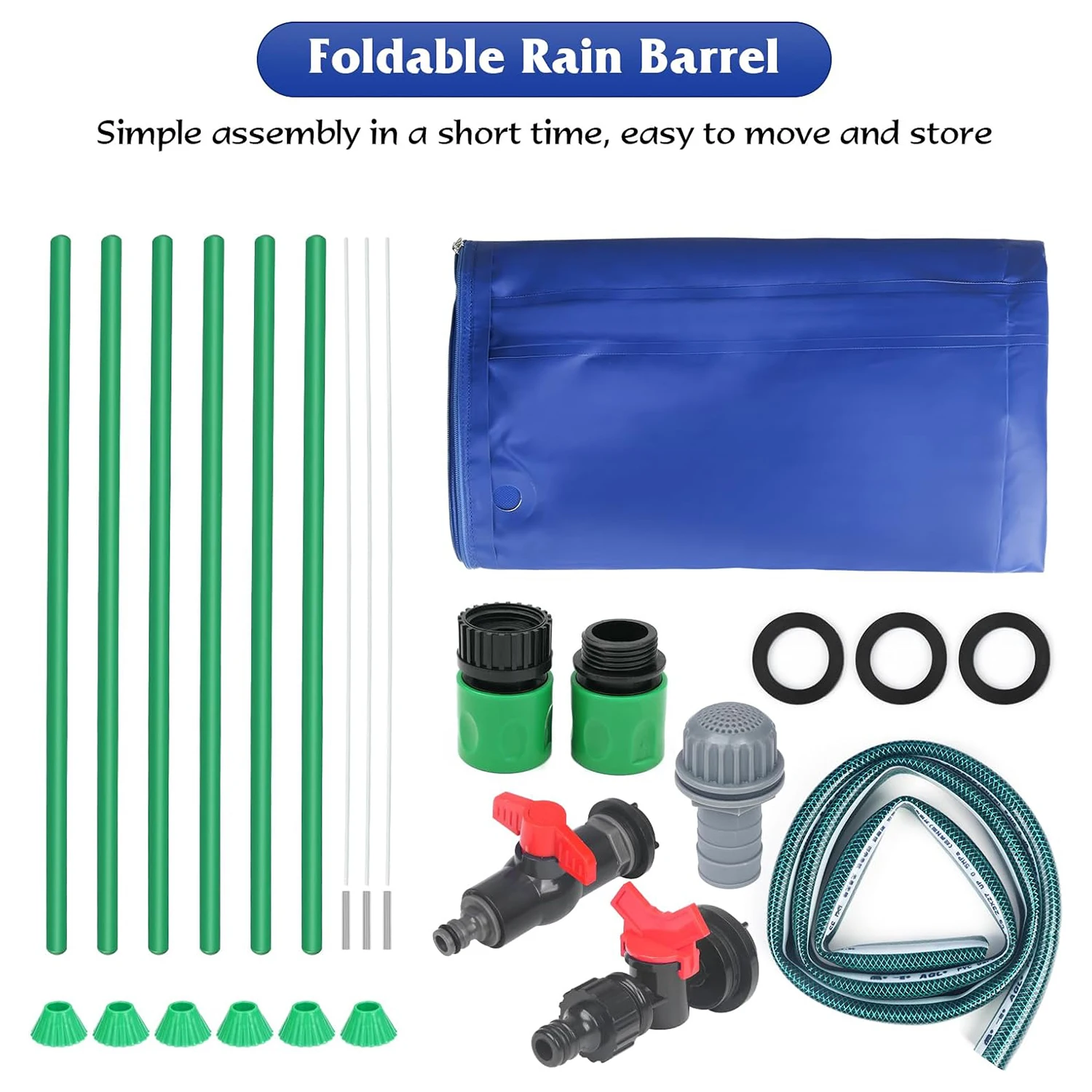 53 Gallon Collapsible Rainwater Collection Garden Water Reservoir Collector Tank Plastic Folding Rain Barrels