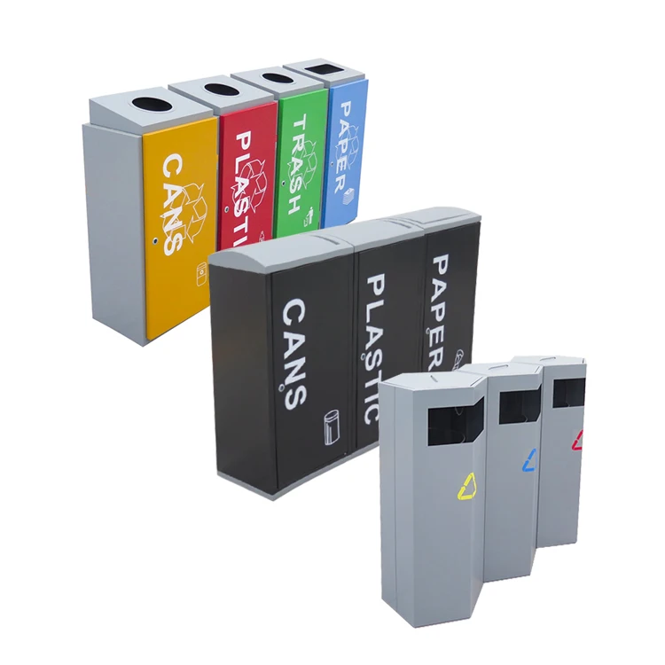 roadside Commercial Ashtray 3 in 1 stainless steel waste And Recycling Bin Trash Can Garbage Litter bin park advertise