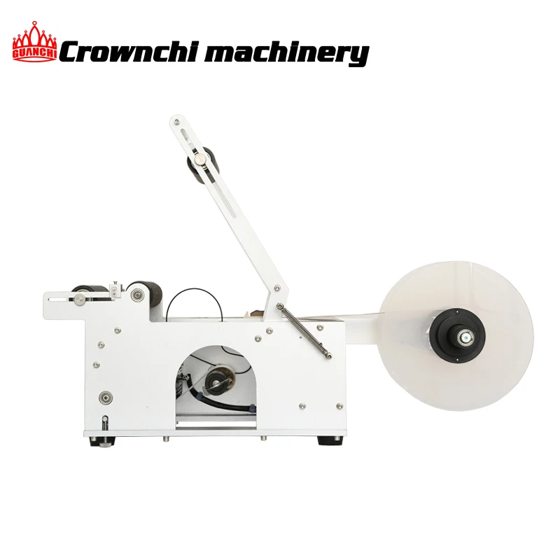 Semi automatic metal plastic glass PET bottle sticker labeling machine