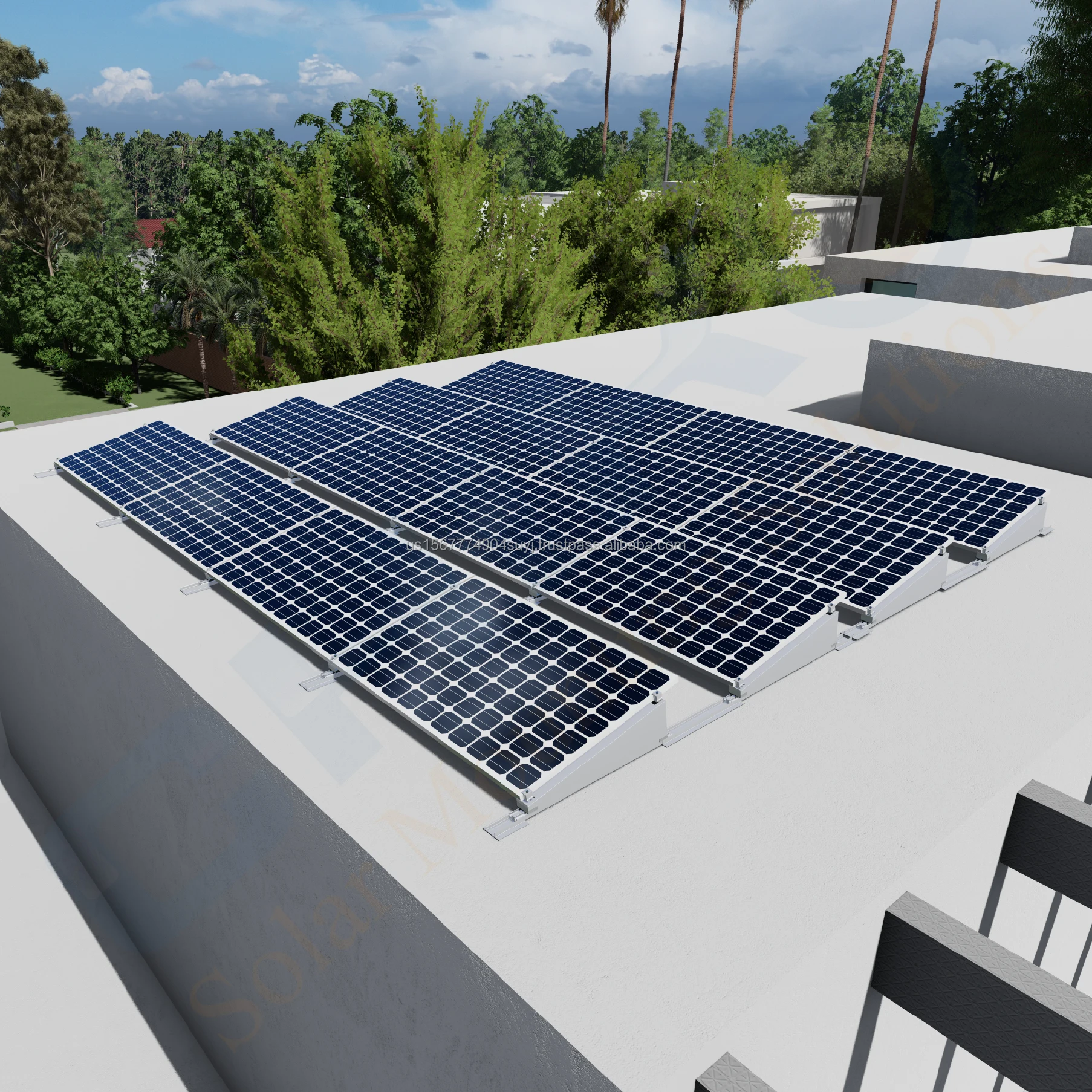 Панель Pv плоская напольная опорная конструкция с балластом двойные солнечные балластные кронштейны для крыши системы 1 комплект