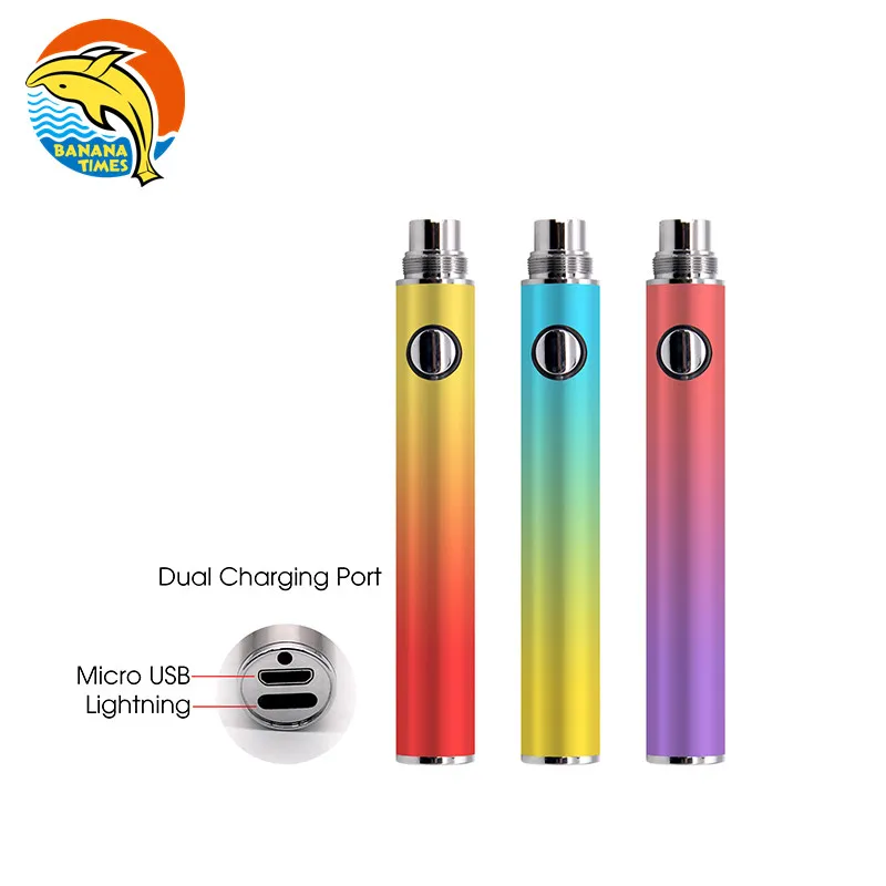 Лидер продаж, 2 зарядных порта, 510 потоковая батарея для вейпа, предварительный нагрев, 400 мАч, DCB двойные зарядные порты, батареи