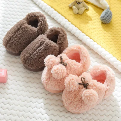 
Winter Cute Ball Children Slippers Furry Keep Warm House Shoes For Kids Wholesale 
