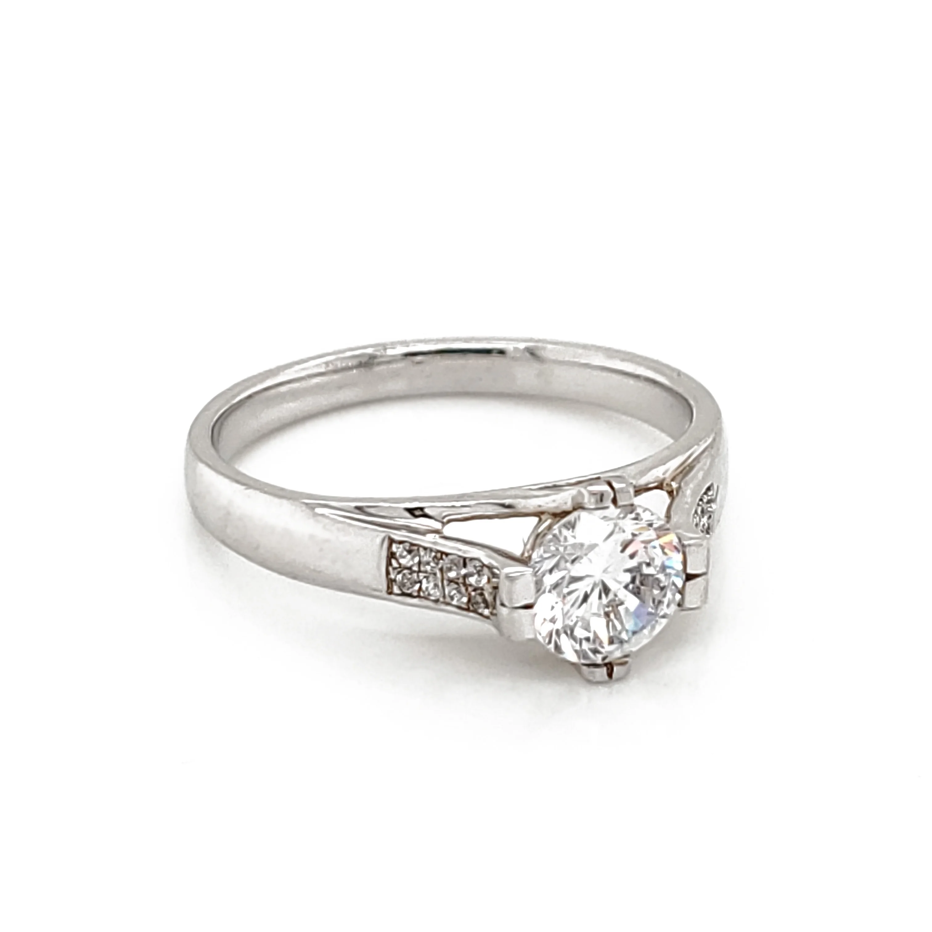 
Channel setting cz plus 18k white gold diamond ring 