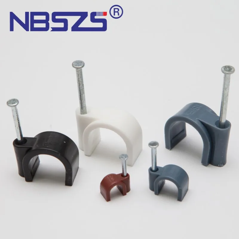Plastic PE nail adjustable nylon cable fixing clip holder wire fixed clips circle cable clips