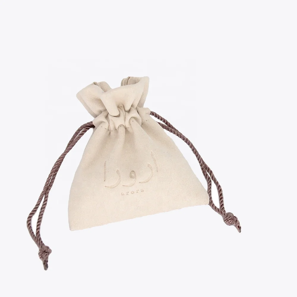 Custom small personalized suede microfiber jewelry pouch bags with logo