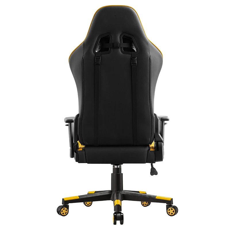 Yellow and black pu leather luxury modern reclining game chairs arms moving ergonomic pc gamer computer gaming chairs