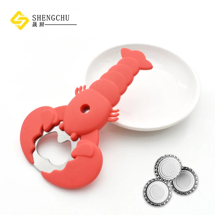Wholesale Silicone Lobster Beer Opener 3D Rubber Cartoon Beer bottle Opener for gift promotion