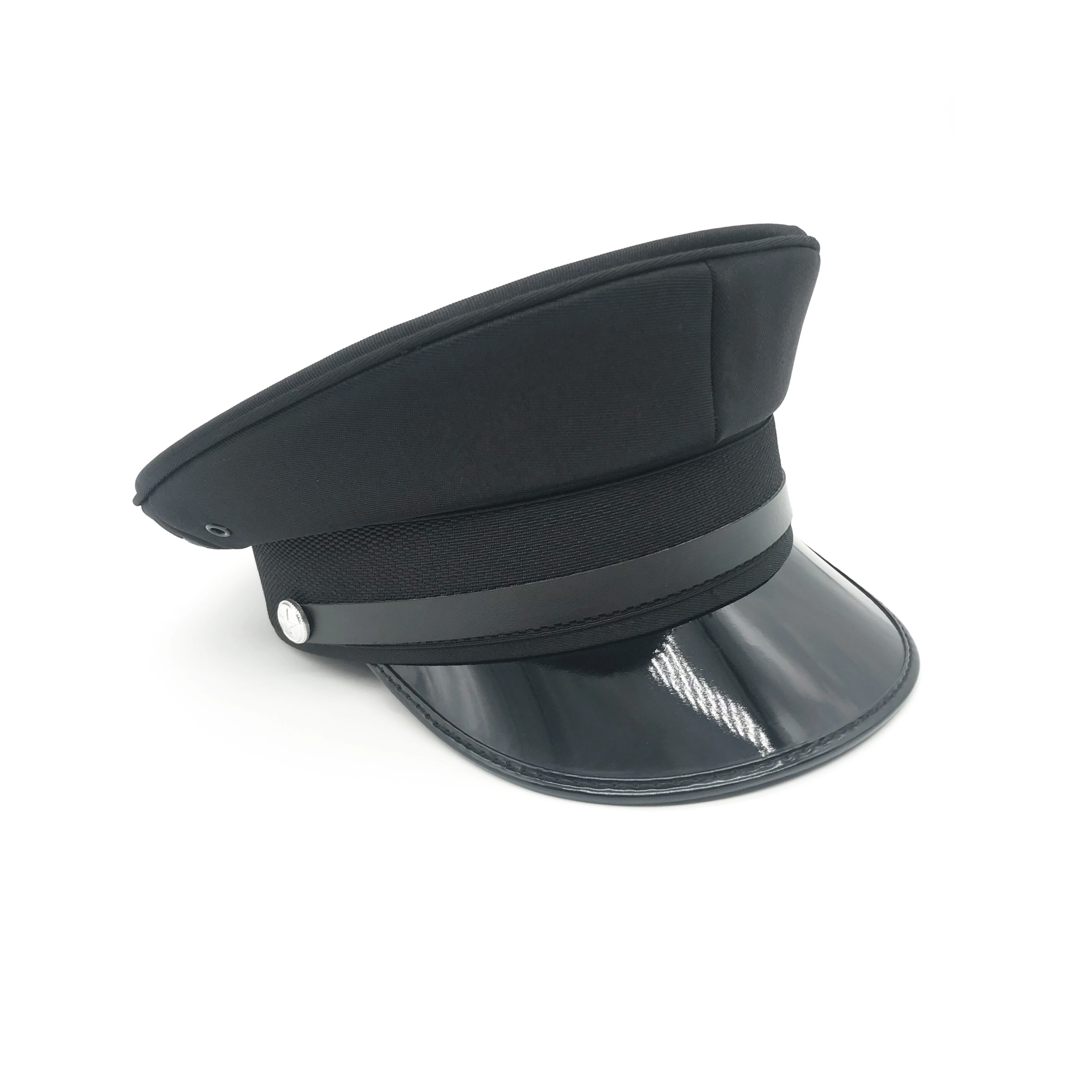 Security guard uniform peaked cap black color 100% cotton breathable head wear peaked cap