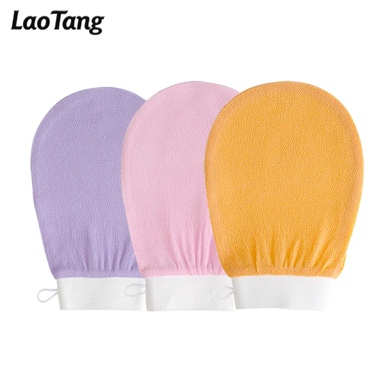 MOQ 50 With Packaging Body Cleaning 100% Natural Custom Exfoliating Gloves Viscose Exfoliating Glove Bath Mitts