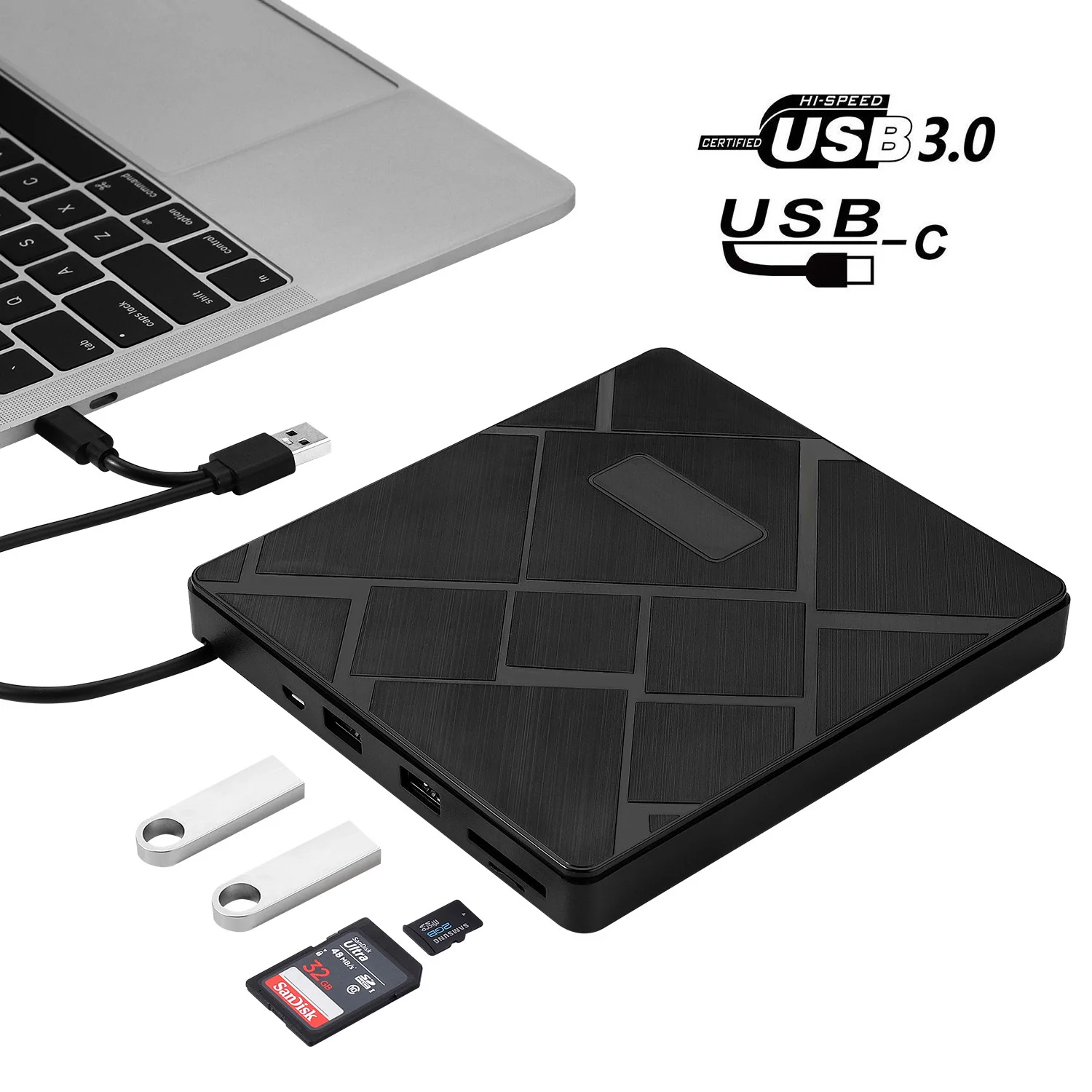 Usb 3.0 DVD-привод с разъемом Type-c поддержка usb sd TF внешний мобильный оптический привод CD-драйвер для